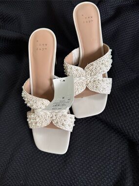 a new day Ivory Braided Pearl Slide Mules